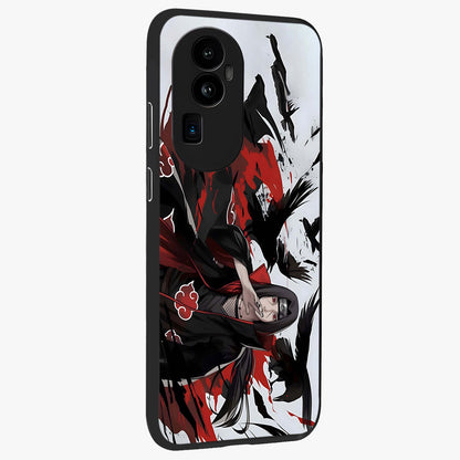 Crimson Crow Illusion Glass Case upright view showcasing striking crow illusion artwork with intense crimson theme.