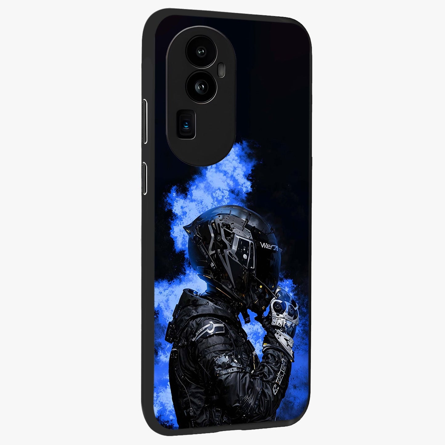 Cyber Sentinel Protocol Glass Case upright view showcasing advanced cyber sentinel artwork with futuristic tech theme.