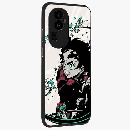 Demon Slayer Glass Case upright view showcasing powerful anime artwork with intense warrior theme.