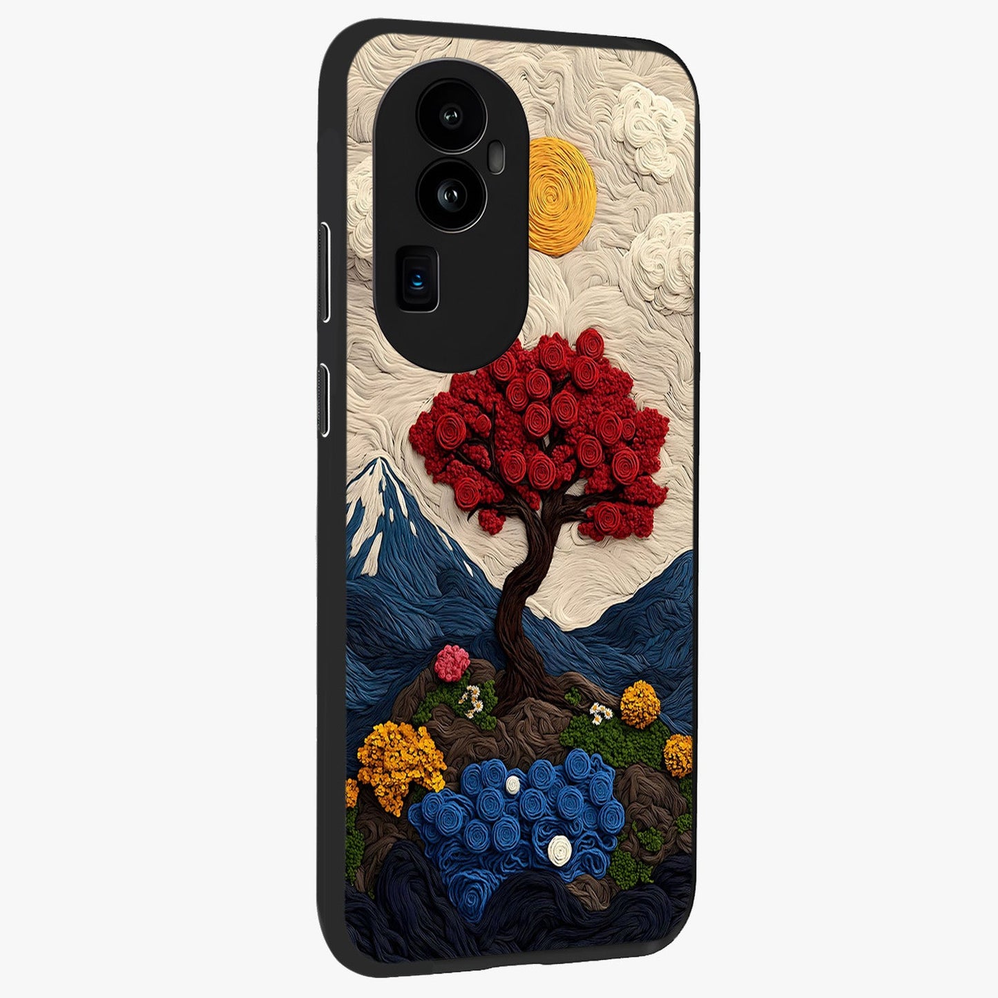 Eternal Nature Tapestry Glass Case upright view showcasing elegant nature tapestry design with decorative style.