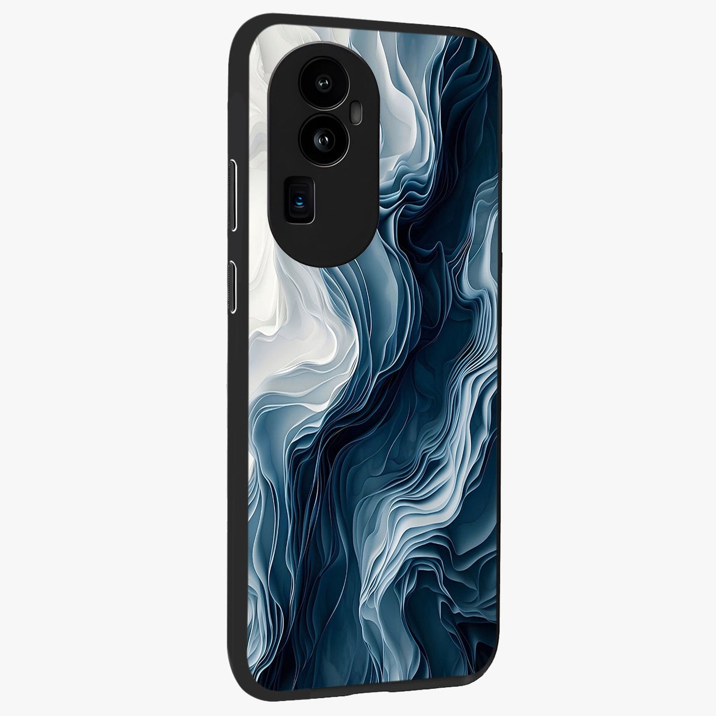 Ethereal Paper Marble Glass Case upright view showcasing smooth marble artwork with refined minimalist theme.
