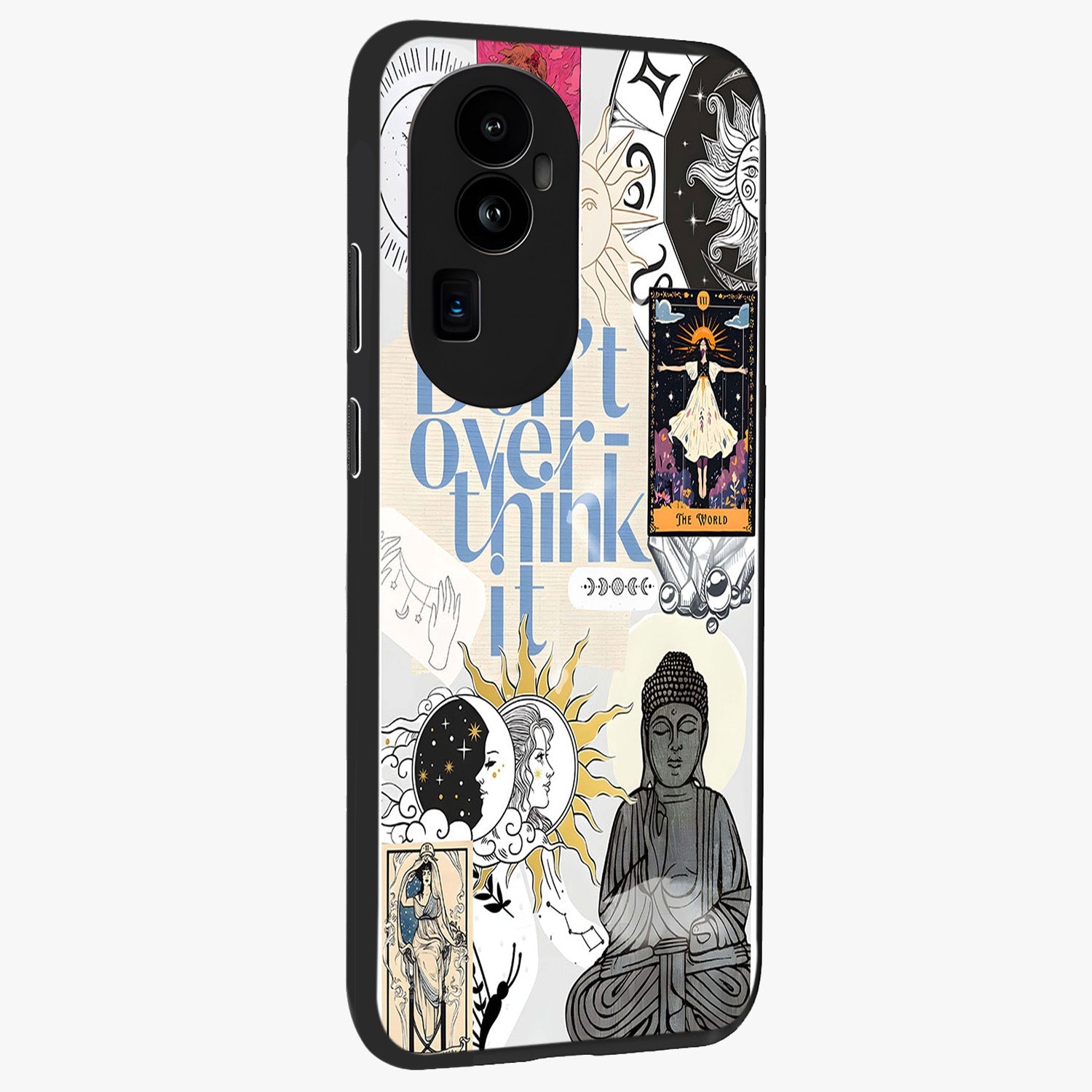 Ethereal Thoughts Glass Case upright view showcasing delicate artistic composition with peaceful dreamy theme.