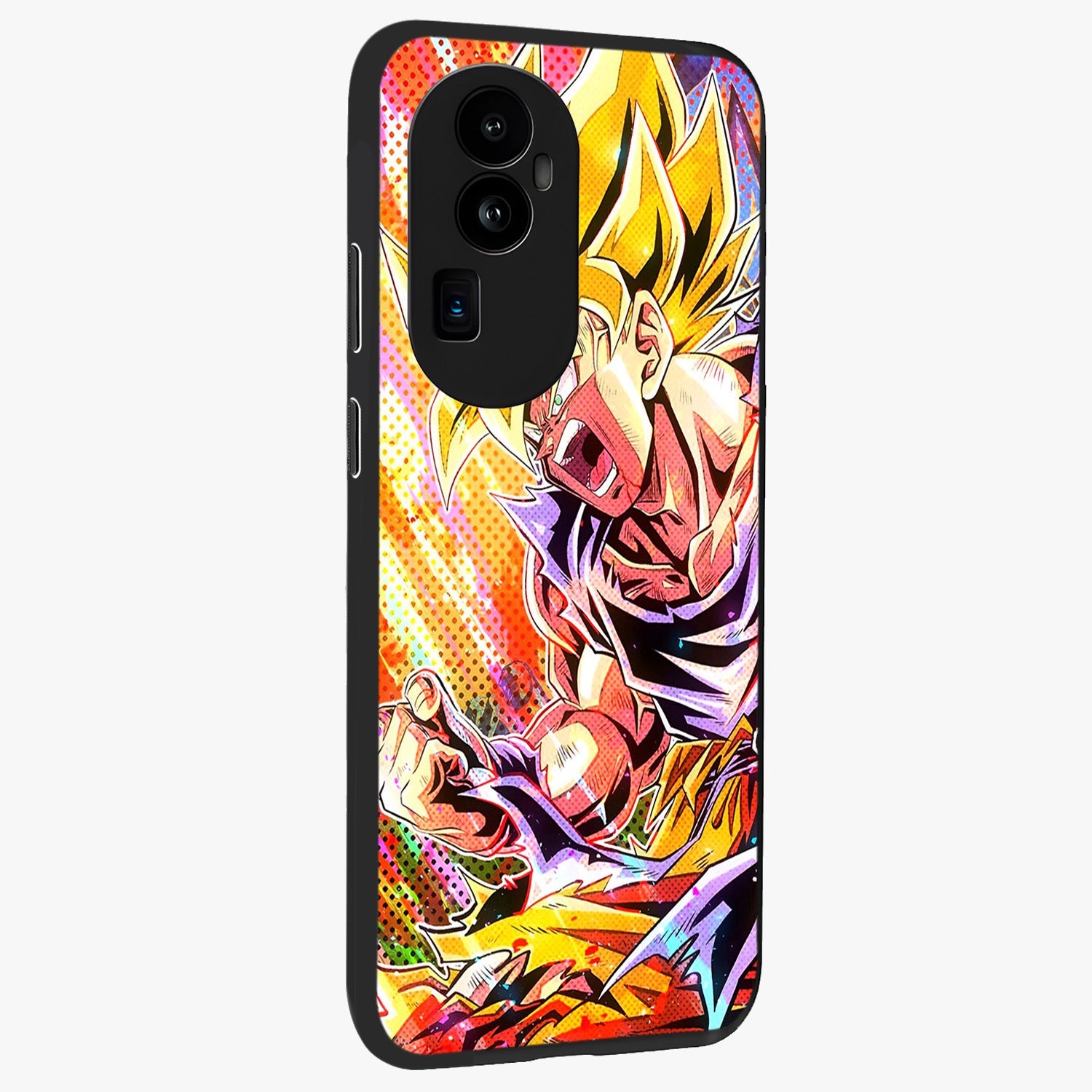 Firing Goku Glass Case upright view showcasing energetic anime artwork with bold warrior theme.