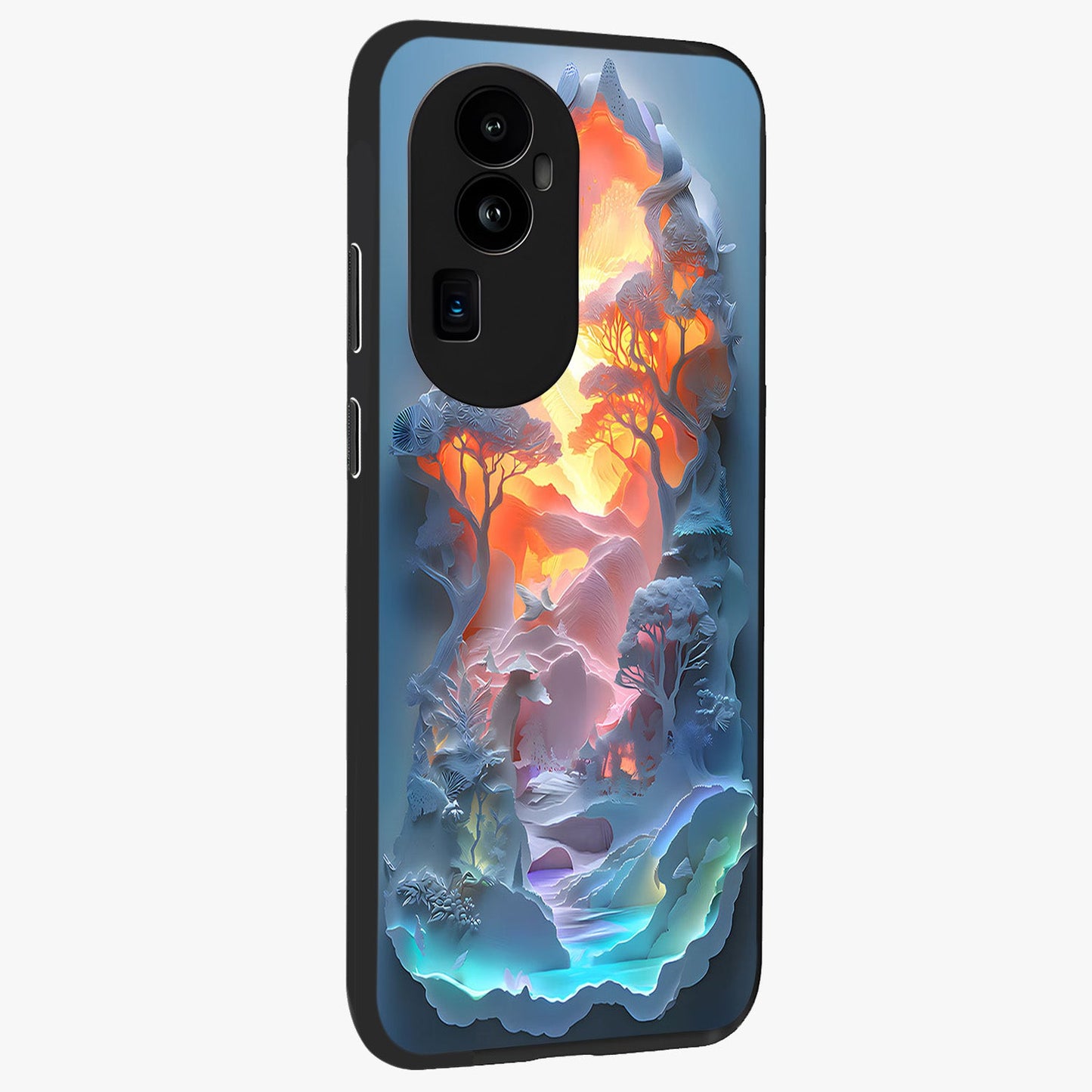 Glow Forest Portal Glass Case upright view showcasing enchanted forest portal artwork with fantasy nature theme.