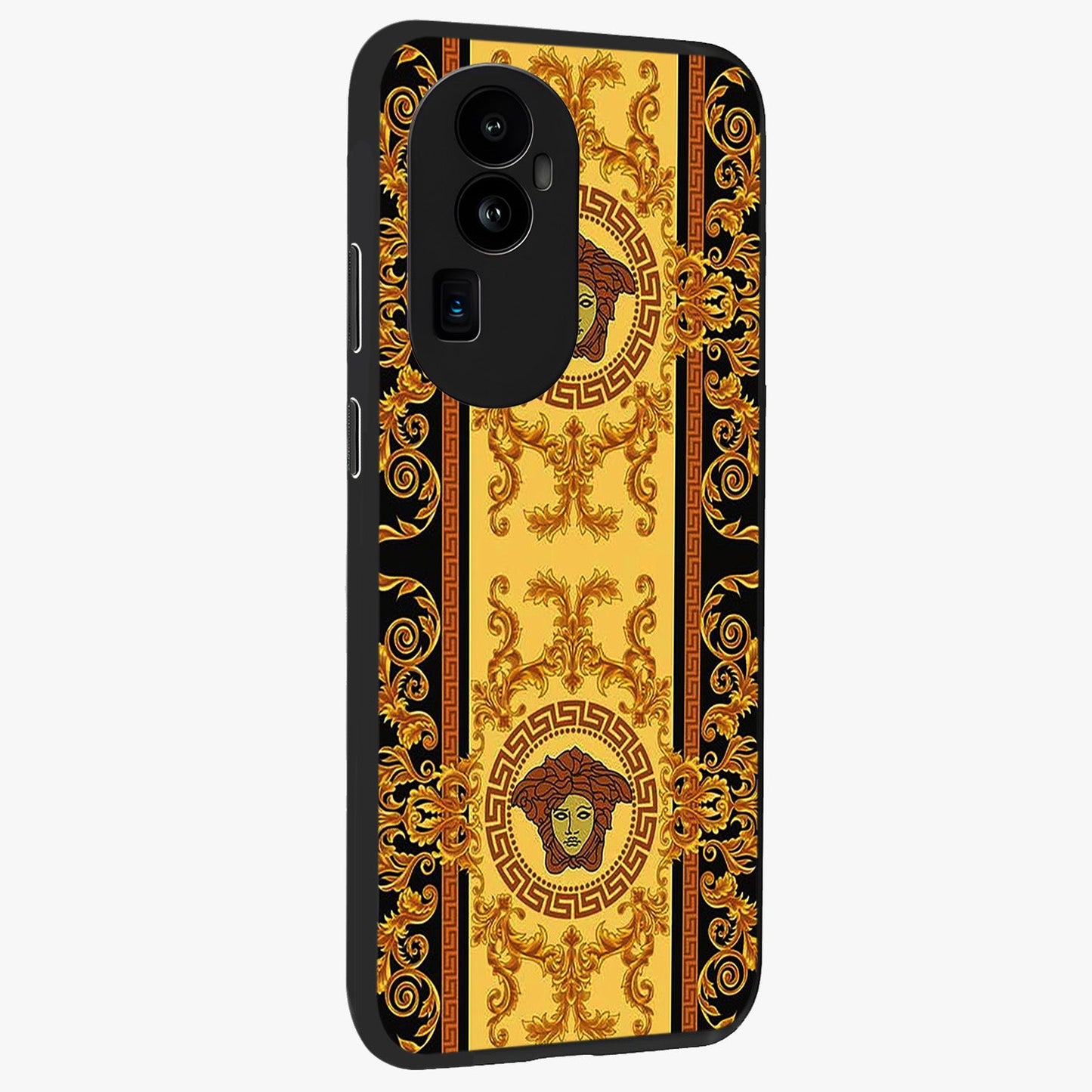 Golden Lotus Glow Glass Case upright view showcasing luminous lotus artwork with peaceful divine theme.