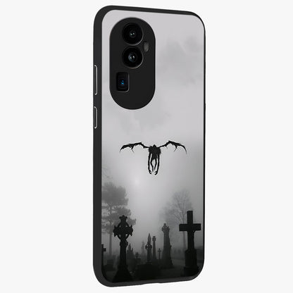Graveyard Shadow Descent Glass Case upright view showcasing haunting graveyard artwork with dramatic dark theme.