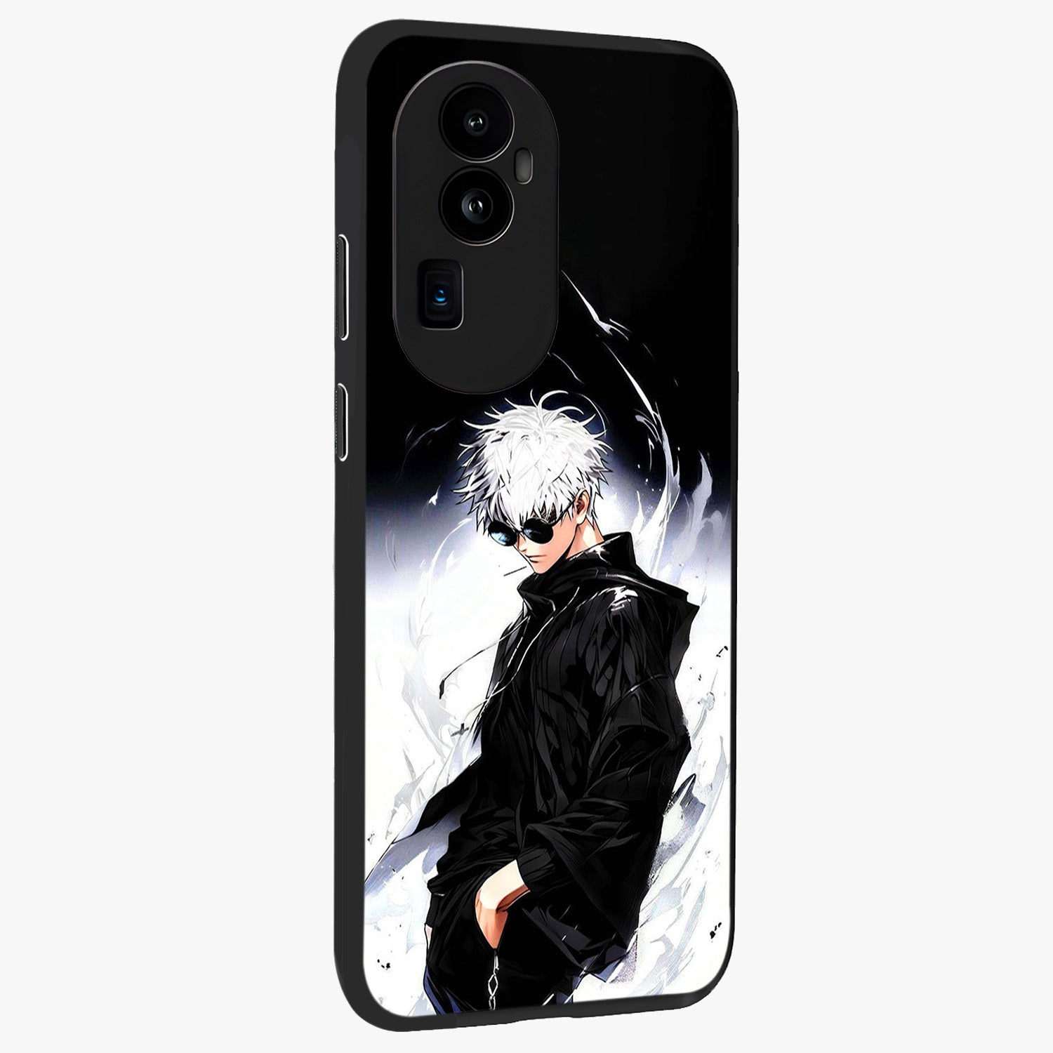 Limitless Shadow King Glass Case upright view showcasing bold shadow warrior artwork with epic fantasy theme.