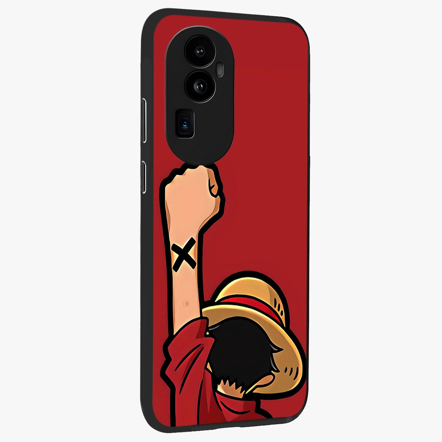 Luffy X Spirit Glass Case upright view showcasing striking anime artwork with adventurous character theme.