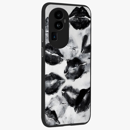 Midnight Kiss Marks Glass Case upright view showcasing stylish kiss mark artwork with trendy romantic theme.