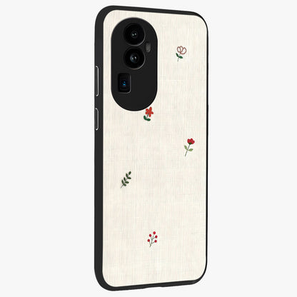 Minimalistic Blue With White Flower Pattern Glass Case upright view showcasing clean white flower artwork with calming blue theme.