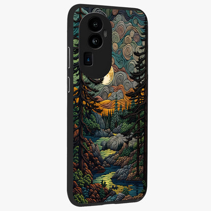 Moonlight Forest Dream Glass Case upright view showcasing magical forest artwork with calm night theme.