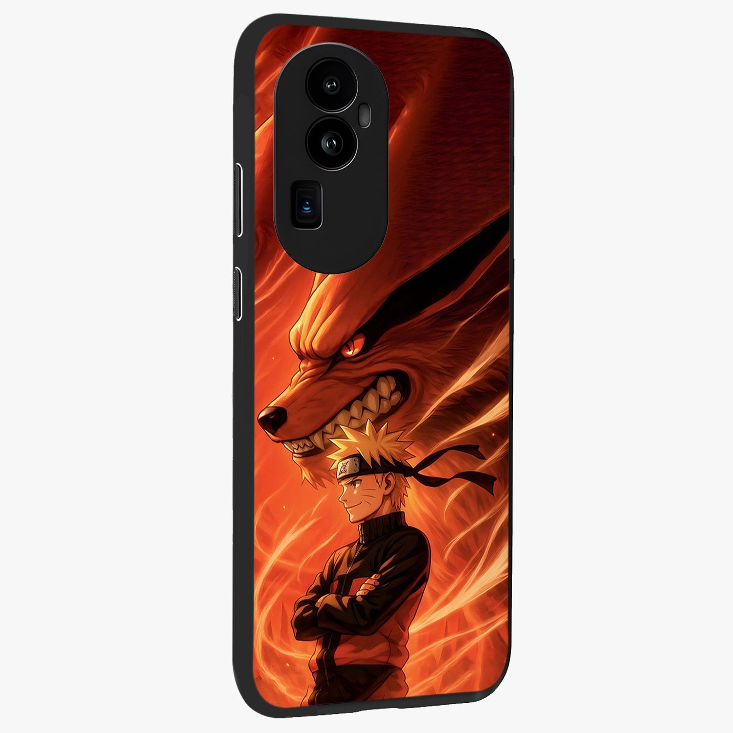 Nine Tails Legacy Glass Case upright view showcasing dramatic nine-tails artwork with intense anime themed design.