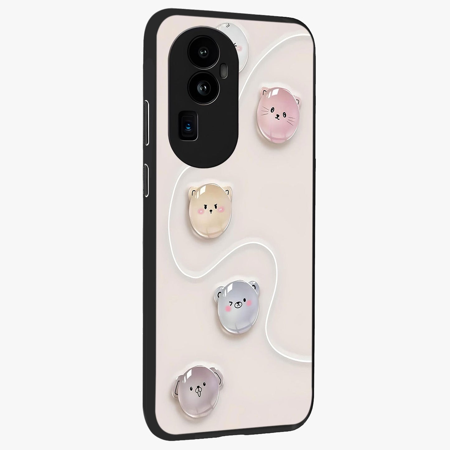 Puffy Face Parade Glass Case upright view showcasing adorable character artwork with cheerful animated theme.