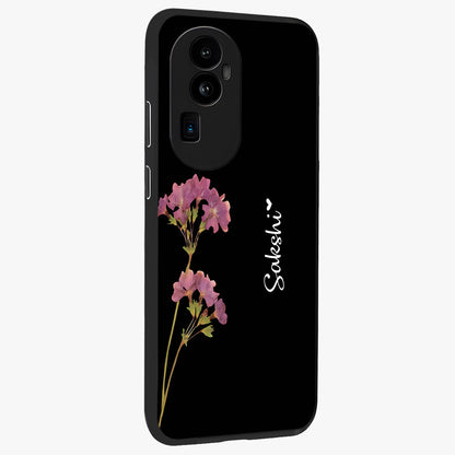 Riching Lavender Flower Custom Name Glass Case upright view showcasing elegant lavender floral artwork with personalized aesthetic.