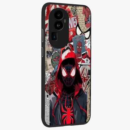 Spider Collage Street Glass Case upright view showcasing bold superhero artwork with urban street theme.
