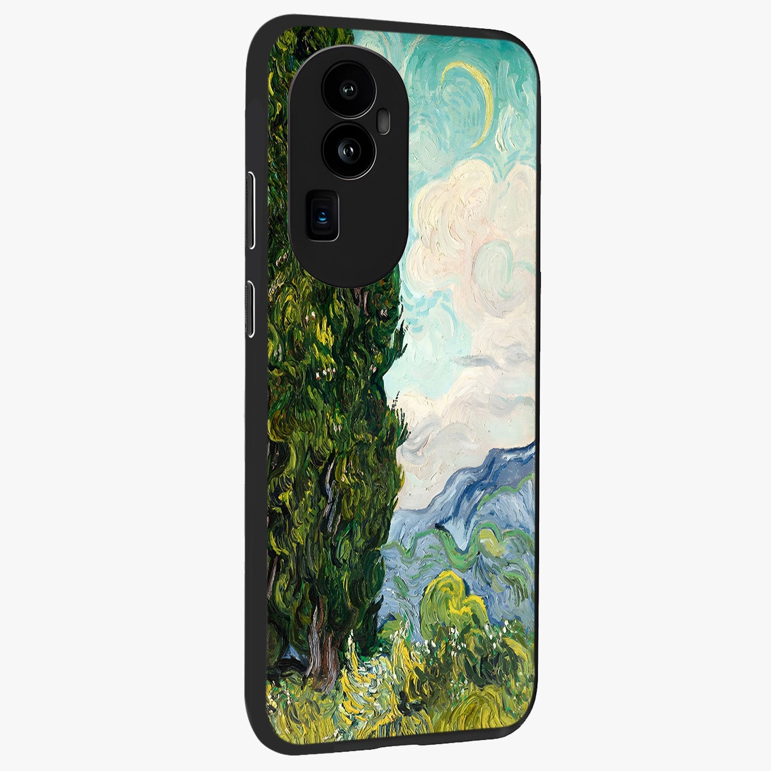 Van Gogh Vintage Art Glass Case upright view showcasing elegant vintage painting artwork with artistic heritage theme.