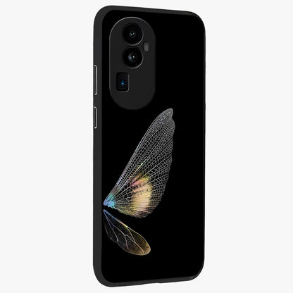 Whispers Of Wings Glass Case upright view showcasing elegant wing artwork with light airy theme.