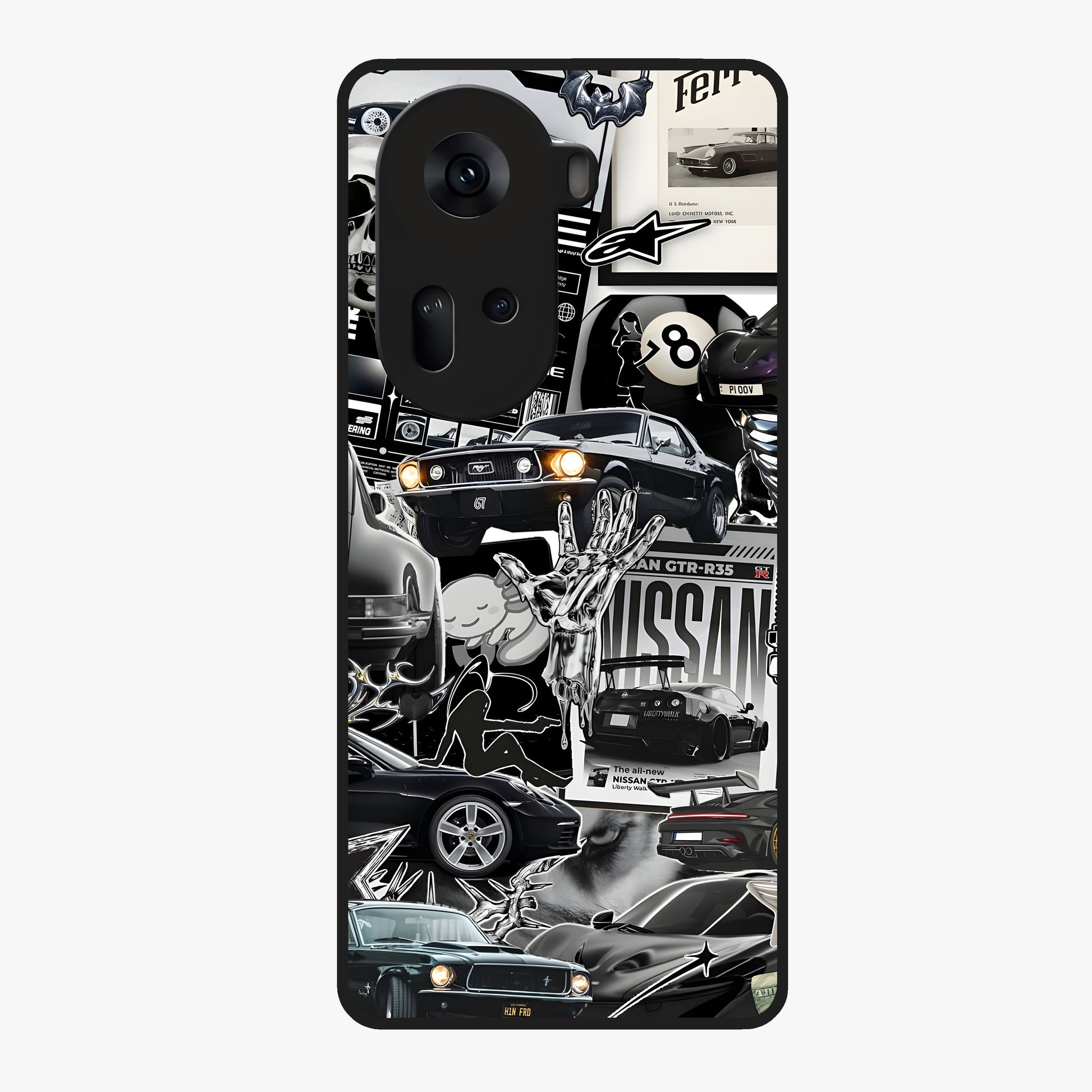 Aesthetic Dark Love Glass Case showing flat back view with dark romantic artwork and glossy glass finish.
