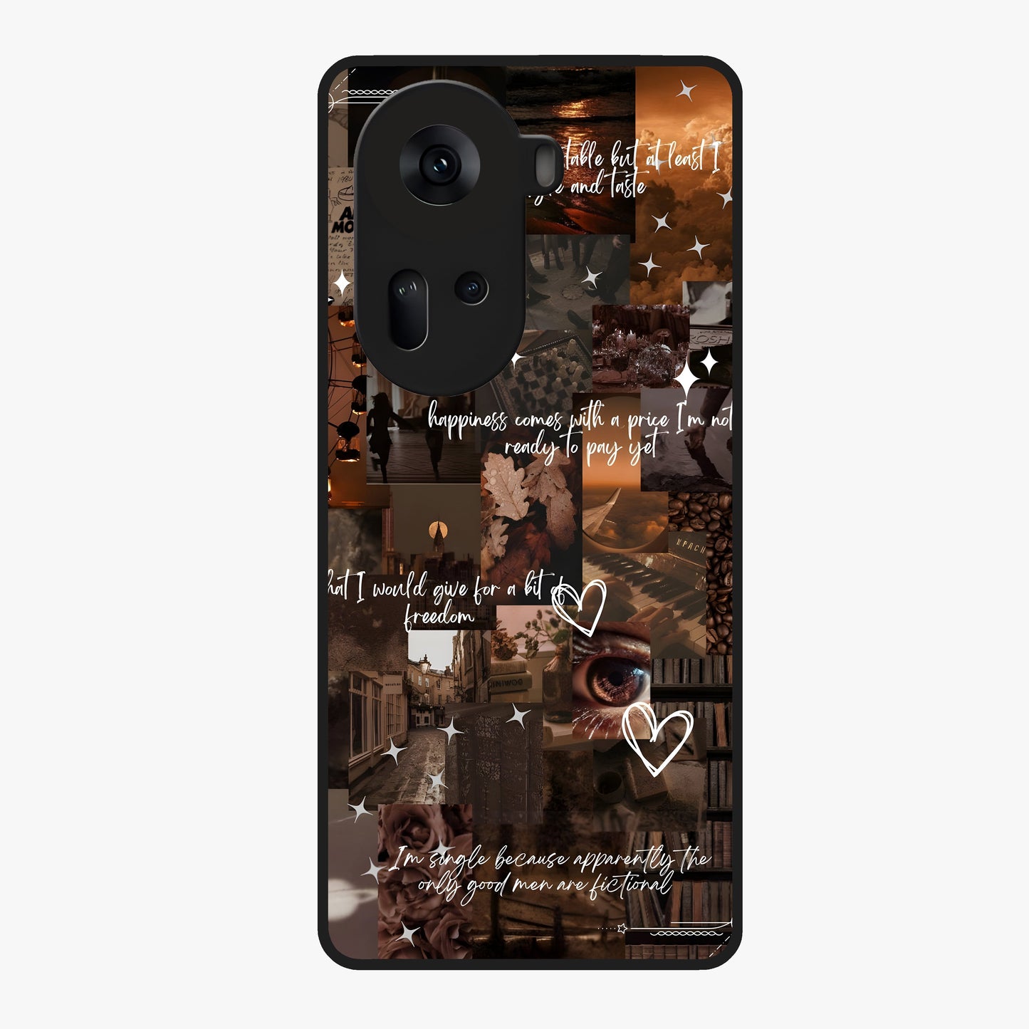 Bittersweet Aesthetic Chaos Glass Case showing flat back view with artistic chaotic aesthetic design and glossy glass finish.