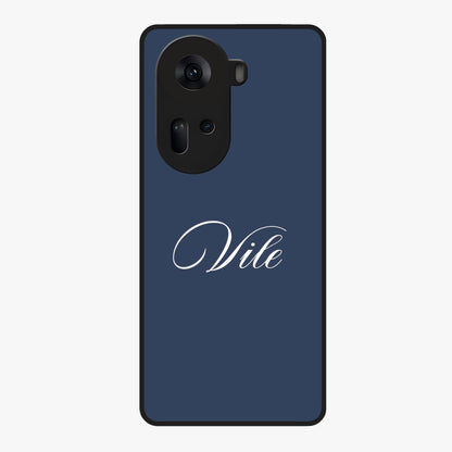 Blue Background Personalized Custom Name Glass Case showing flat back view with minimal blue background and custom name design.