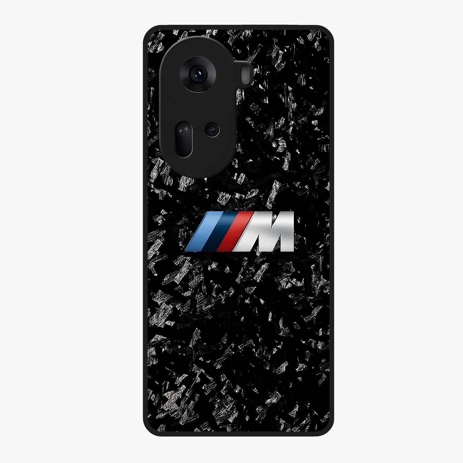 Carbon Speed Mark Glass Case showing flat back view with sporty carbon pattern artwork and glossy glass finish.