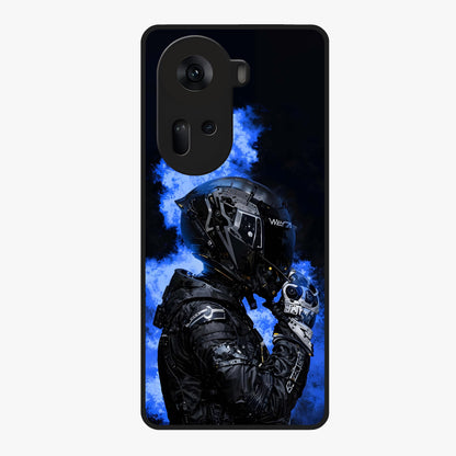 Cyber Sentinel Protocol Glass Case showing flat back view with futuristic cyber themed artwork and glossy glass finish.