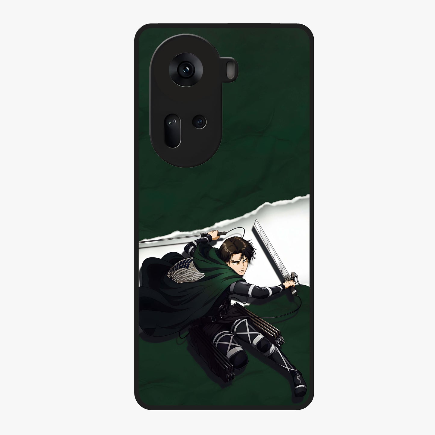 Emerald War Vanguard Glass Case showing flat back view with powerful warrior themed artwork and glossy glass finish.