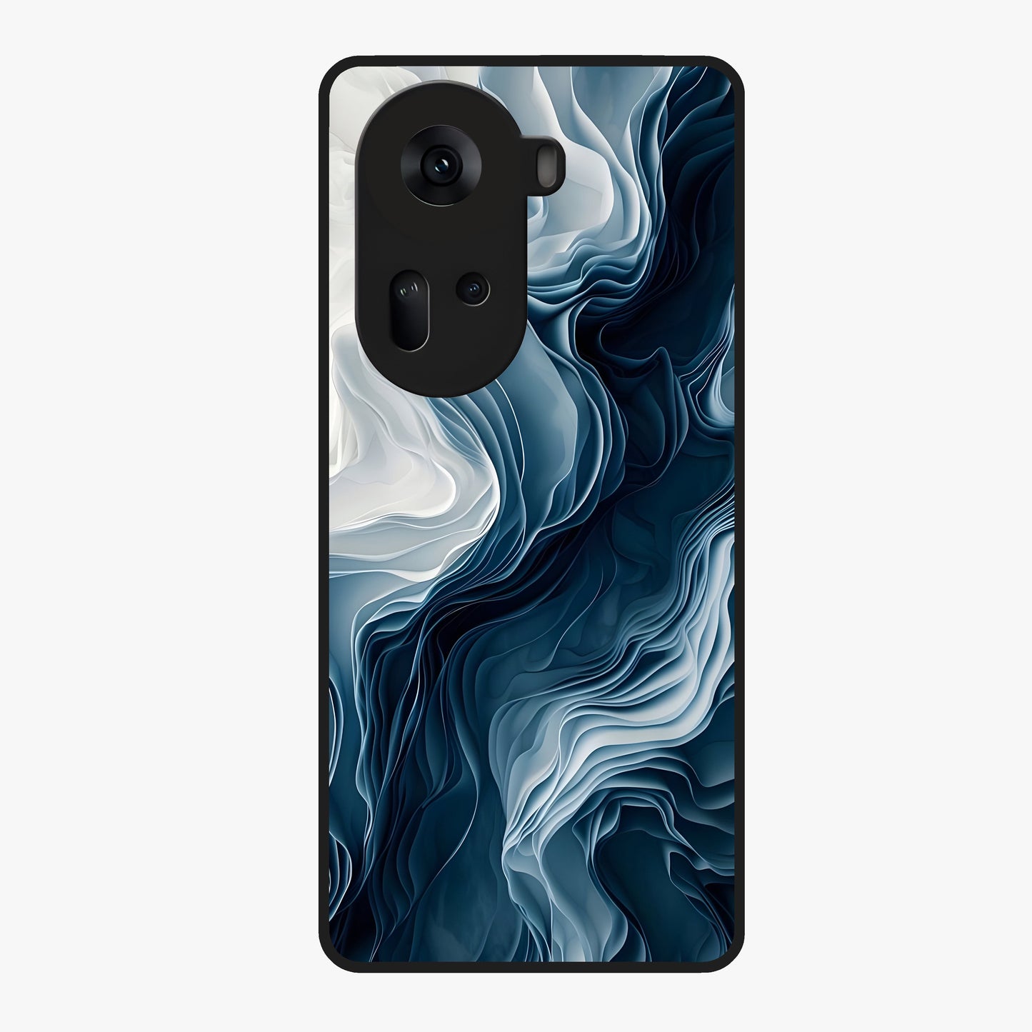 Ethereal Paper Marble Glass Case showing flat back view with soft marble paper texture artwork and glossy glass finish.