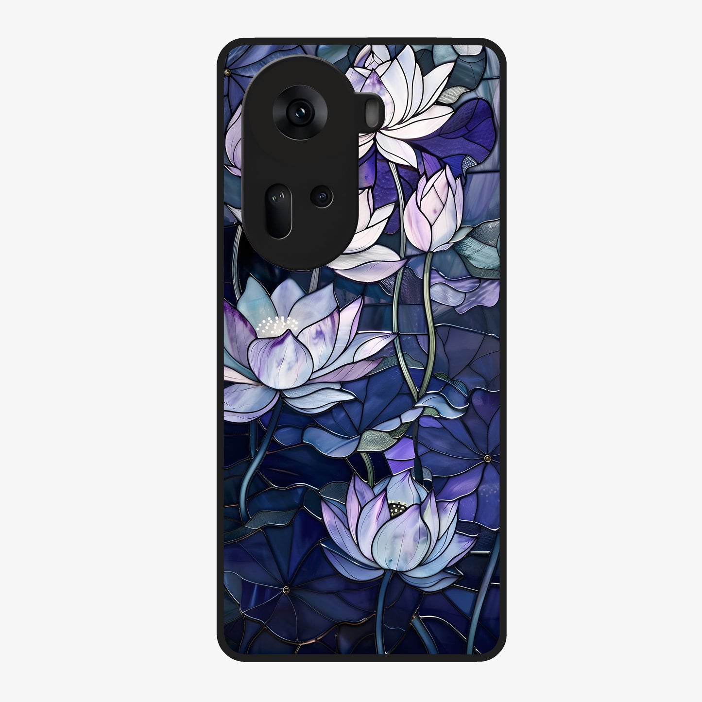 Gloss Petal Rush Glass Case showing flat back view with glossy flower petal artwork and smooth glass finish.