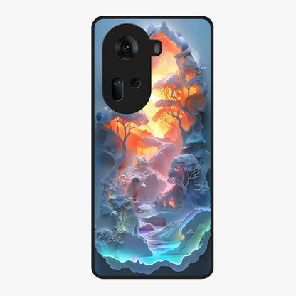 Glow Forest Portal Glass Case showing flat back view with glowing forest portal artwork and glossy glass finish.