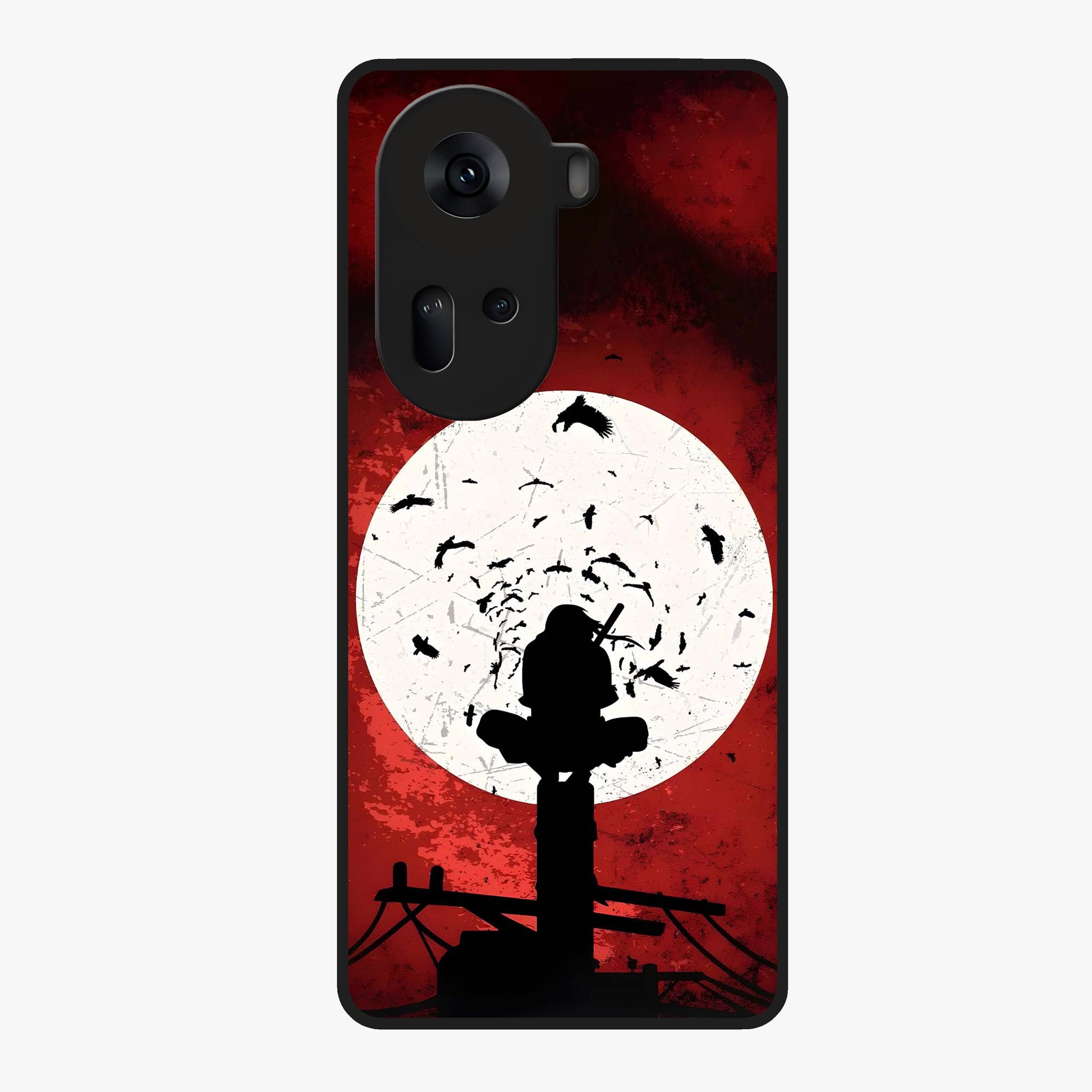 Itachi Limited Edition Naruto Anime Glass Case showing flat back view with iconic anime character artwork and glossy glass finish.
