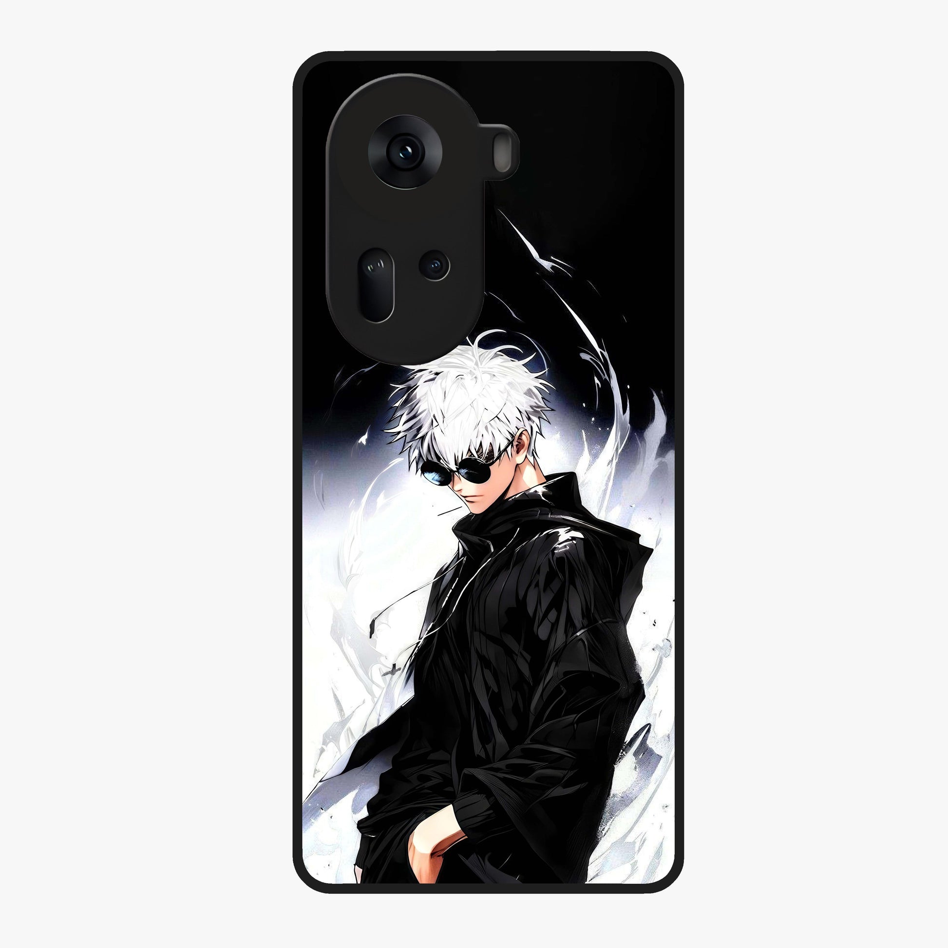 Limitless Shadow King Glass Case showing flat back view with powerful shadow warrior artwork and glossy glass finish.