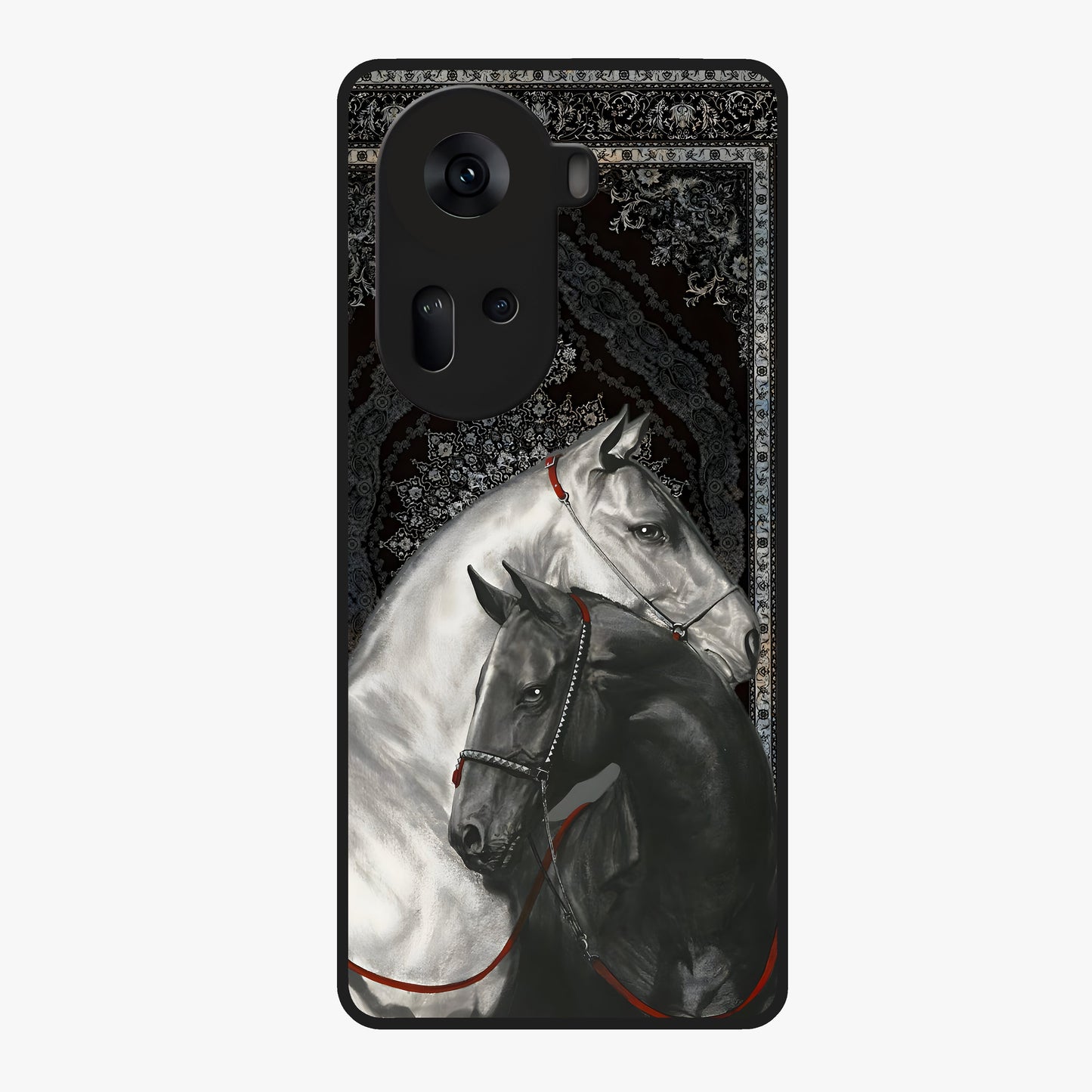 Majestic Ride Legacy Glass Case showing flat back view with powerful automotive inspired artwork and glossy glass finish.