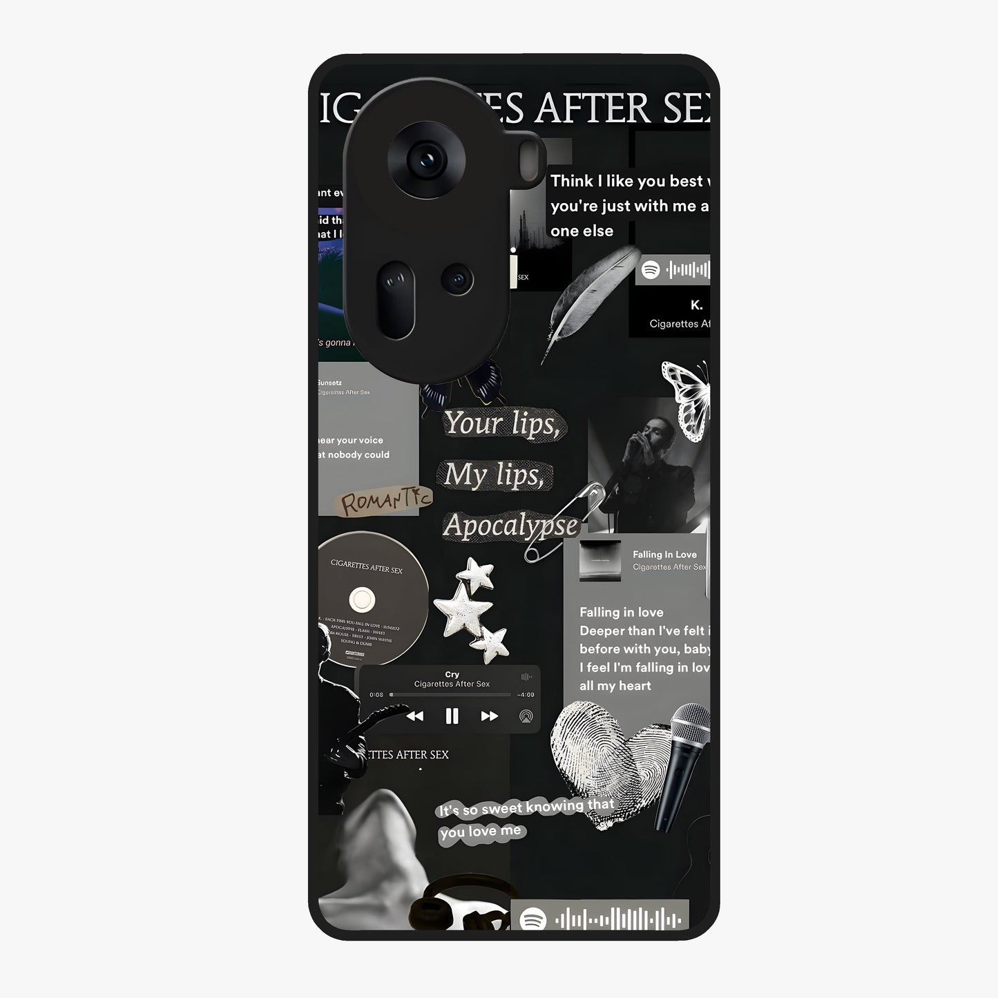 Midnight Love Echo Glass Case showing flat back view with romantic midnight themed artwork and glossy glass finish.