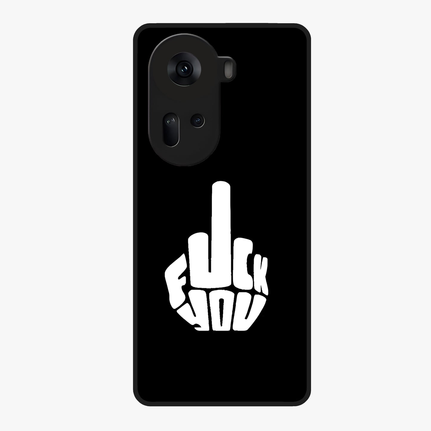 Rebel Mode On Glass Case showing flat back view with bold rebellious typography artwork and glossy glass finish.