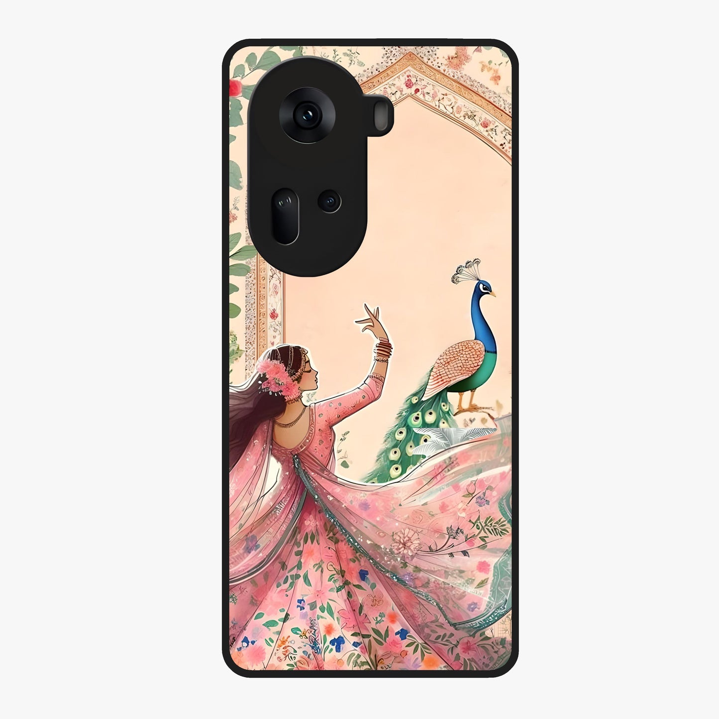Royal Grace Muse Glass Case showing flat back view with elegant artistic artwork and glossy glass finish.