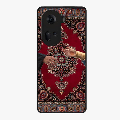 Royal Touch Reach Glass Case showing flat back view with elegant royal themed artwork and glossy glass finish.