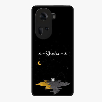 Silent Night Row Glass Case showing flat back view with calm night themed artwork and glossy glass finish.