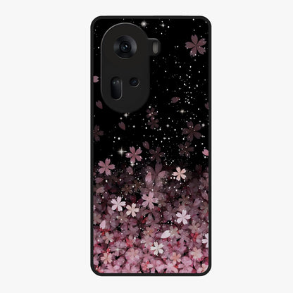 Small Starry Flowers Glass Case showing flat back view with delicate starry floral artwork and glossy glass finish.