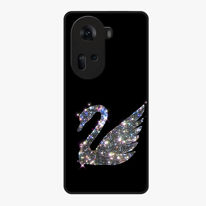 Starlit Swan Grace Glass Case showing flat back view with graceful swan artwork under starry sky and glossy glass finish.
