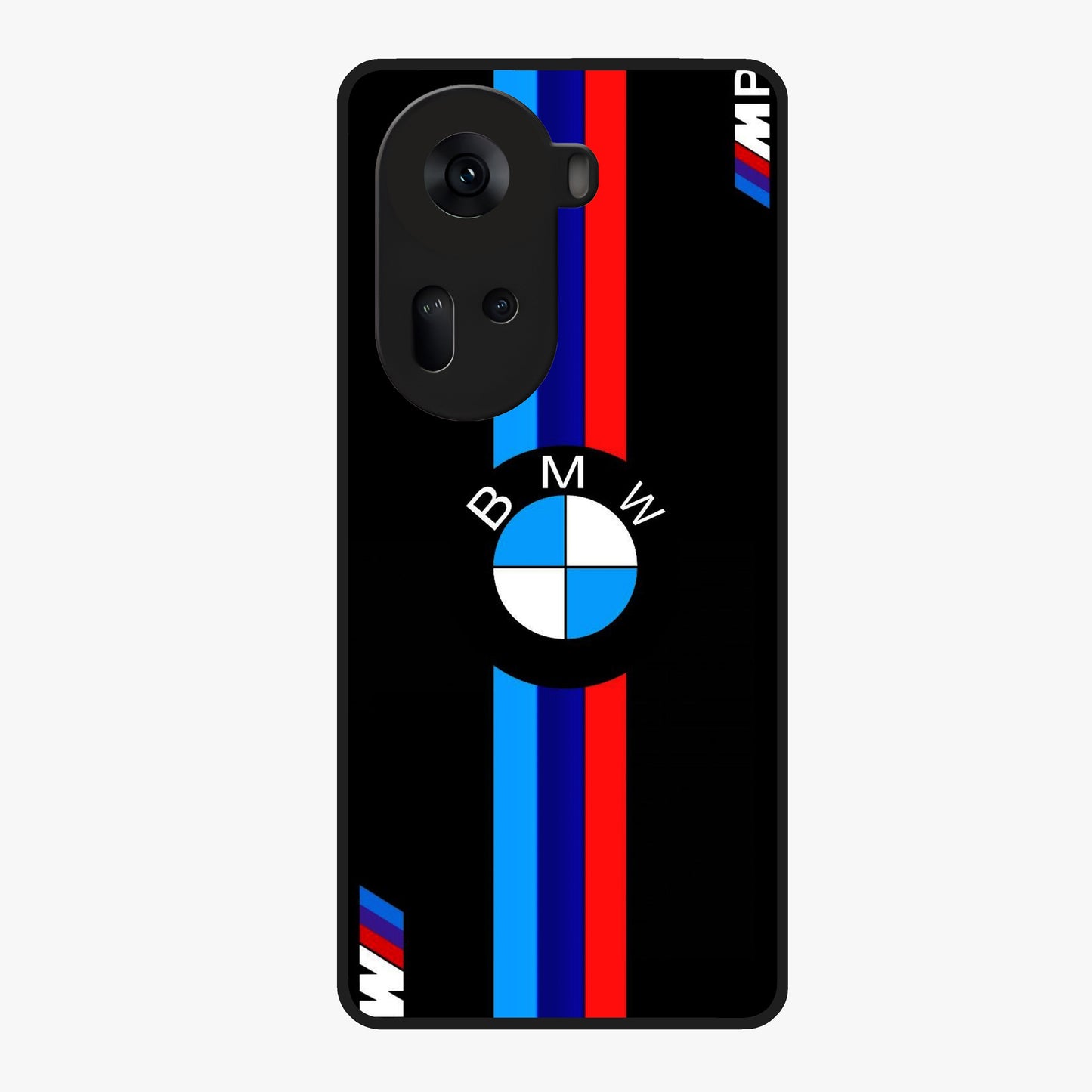 Turbo BMW Beast Glass Case showing flat back view with high performance sports car artwork and glossy glass finish.