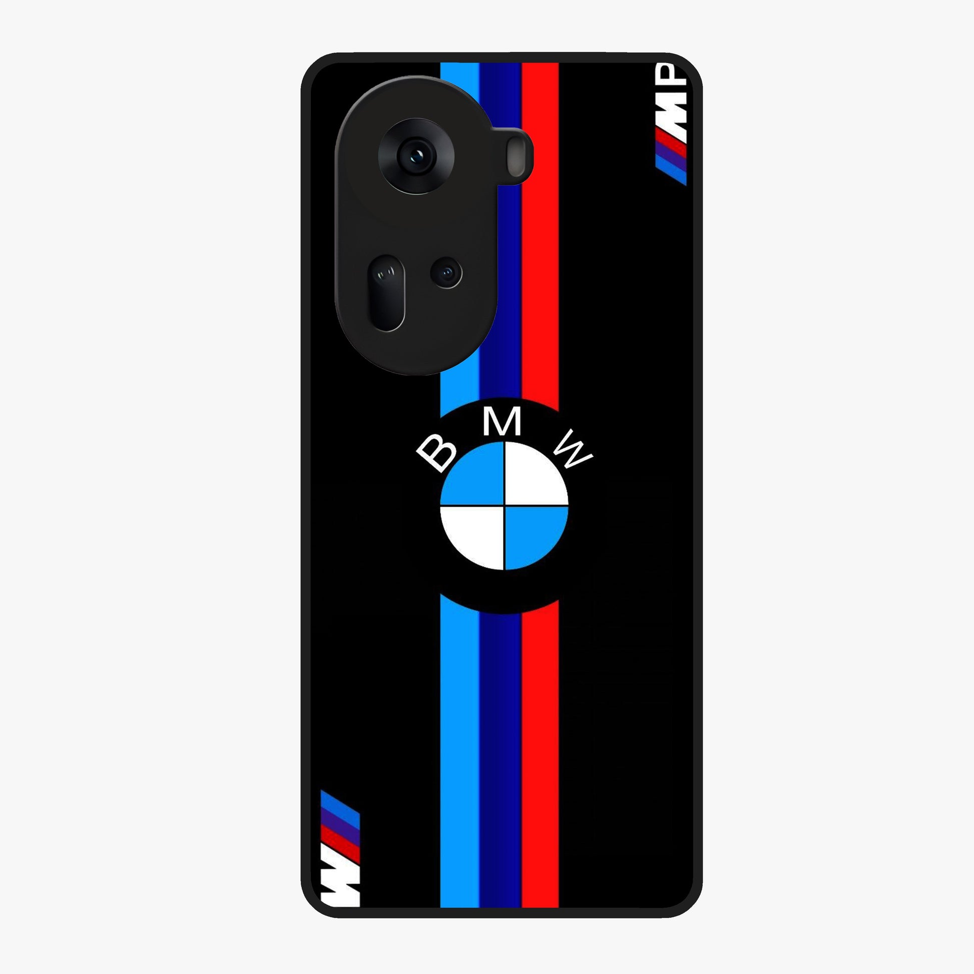 Turbo BMW Beast Glass Case showing flat back view with high performance sports car artwork and glossy glass finish.