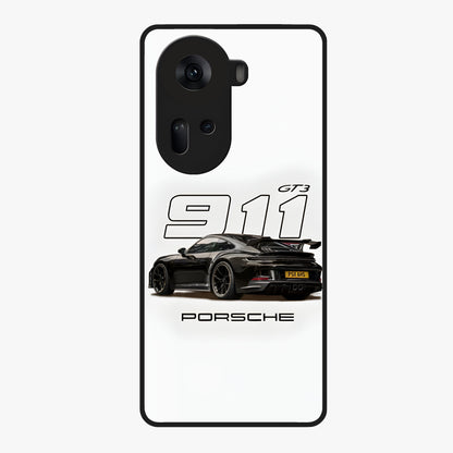 Turbo Legacy Icon Glass Case showing flat back view with iconic sports car inspired artwork and glossy glass finish.