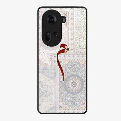 White Aesthetic Bow Glass Case showing flat back view with minimal bow artwork and glossy glass finish.