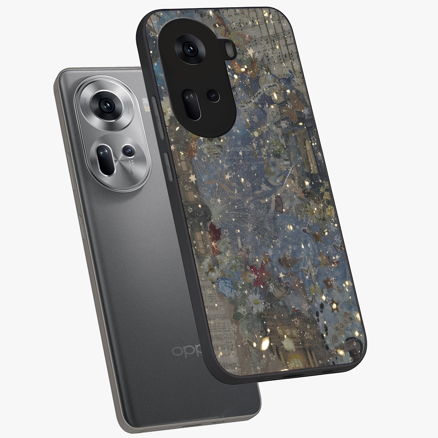 Aesthetic Astrolophia Glass Case displayed in angled mockup highlighting artistic aesthetic elements and smooth glass surface.