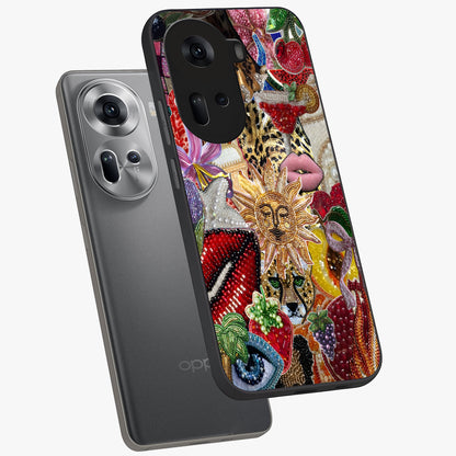 Beaded Fashion Jungle Glass Case displayed in angled mockup highlighting colorful fashion bead design and artistic pattern.