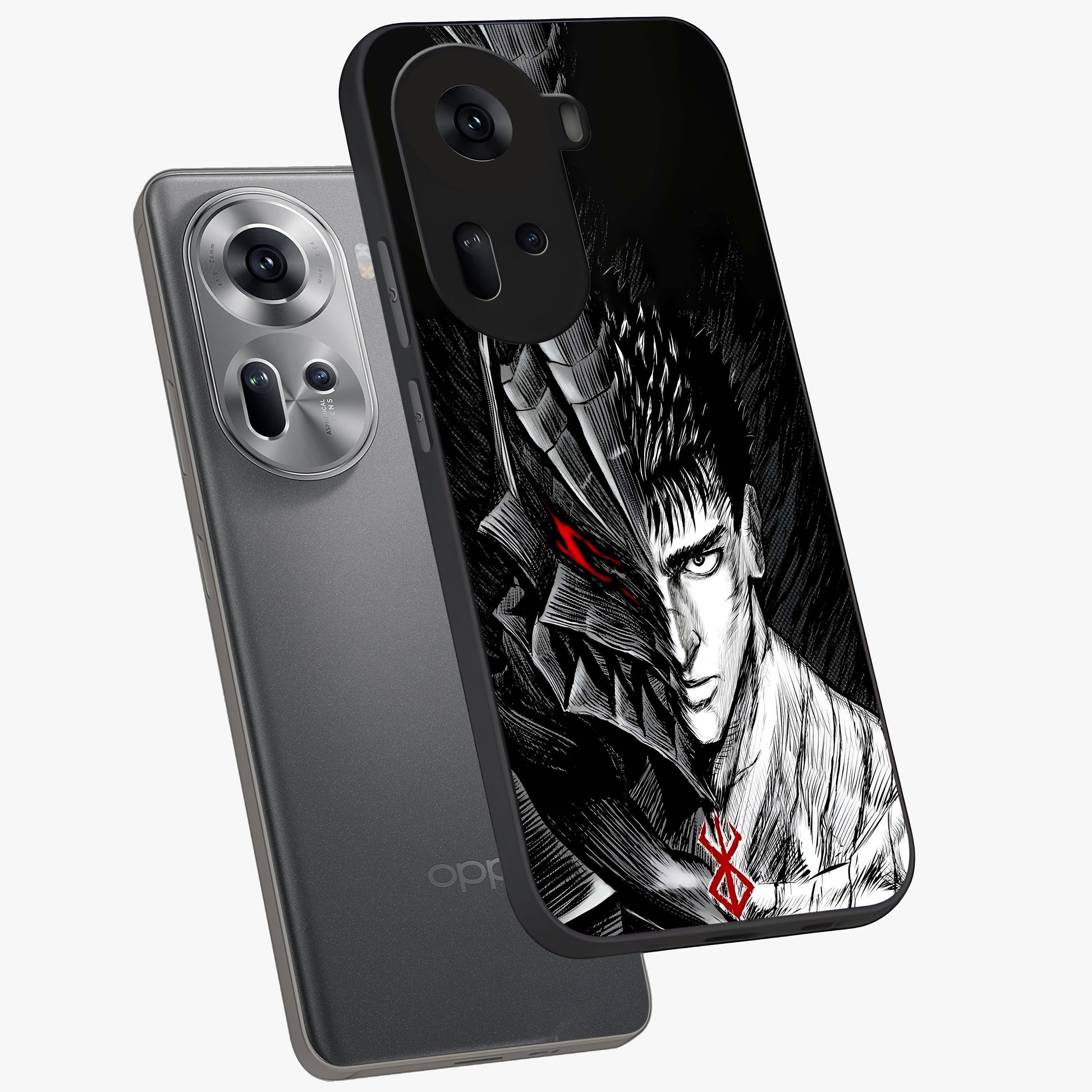 Berserker Blood Oath Glass Case displayed in angled mockup highlighting dark fantasy graphic design and powerful theme.