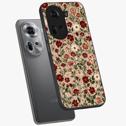Biege Flower With Leaf Glass Case displayed in angled mockup highlighting minimal floral leaf design and elegant aesthetic.