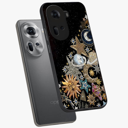 Cosmic Sparkle Dreams Glass Case displayed in angled mockup highlighting dreamy star sparkle design with celestial aesthetic.