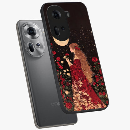 Crimson Dreams Glass Case displayed in angled mockup highlighting soft crimson aesthetic design with artistic theme.